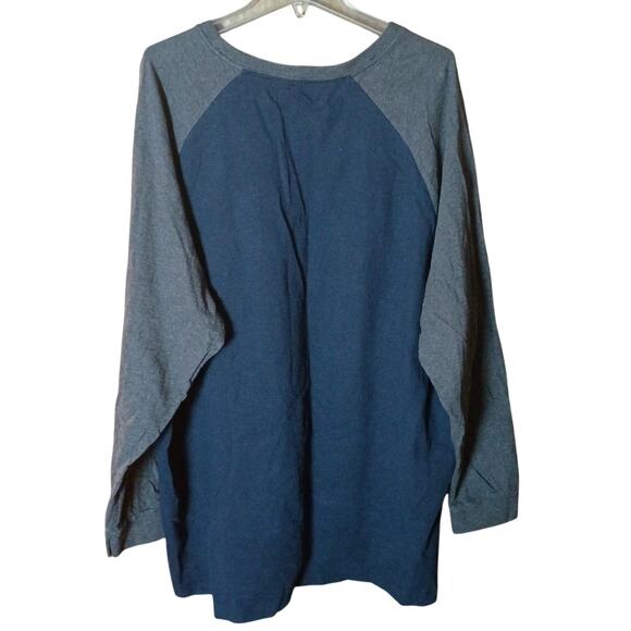 Foundry Navy Blue/ Gray Raglan Long Sleeve Casual Shirt Men Big & tall 3xlt - Picture 3 of 5